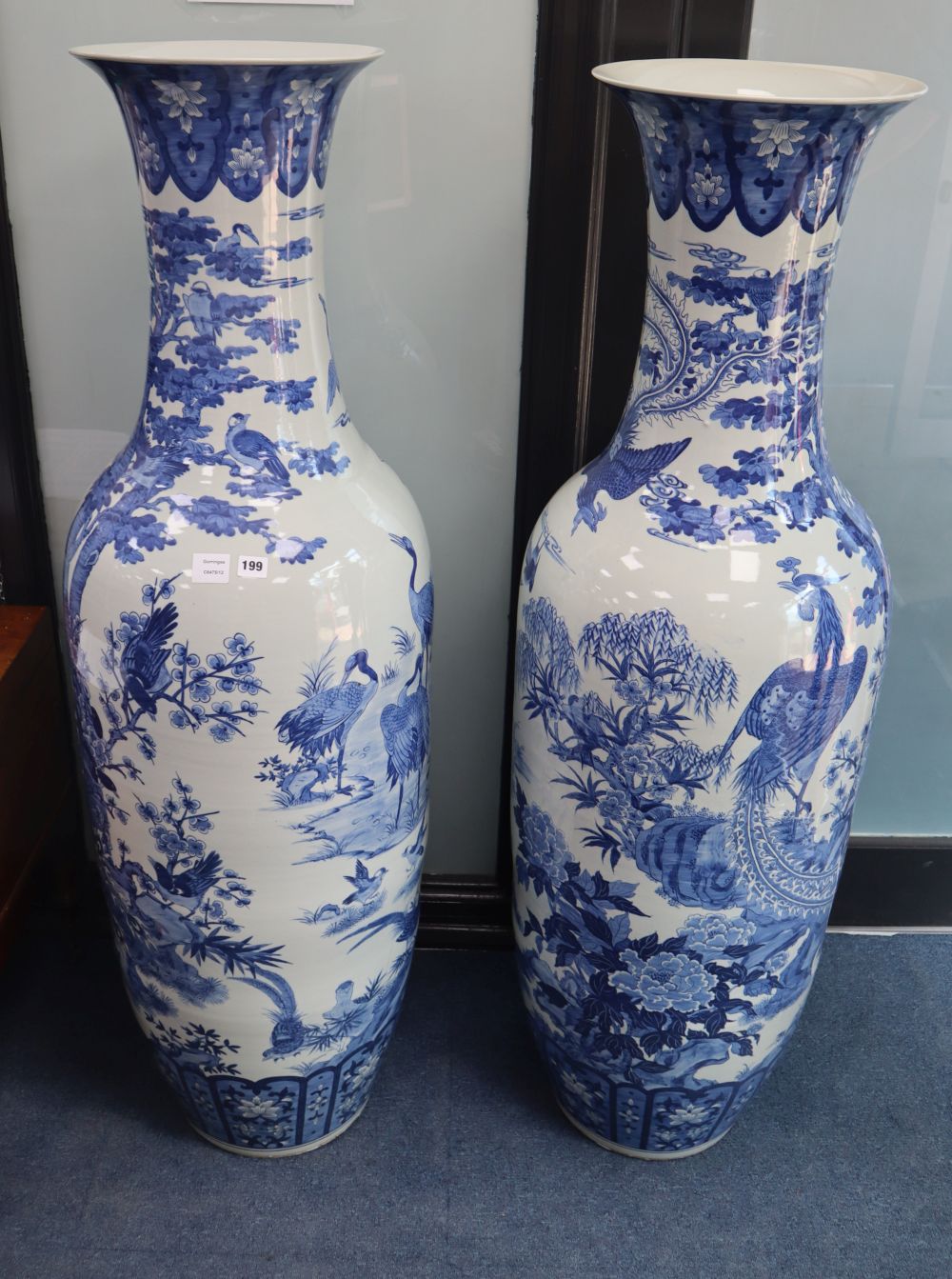 A pair of large Chinese blue and white floor vases, H.148cm